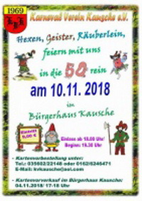 Hexen, Geister, Räuberlein, feiern mit uns in die 50 rein.