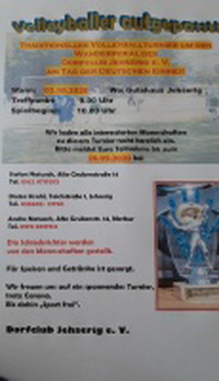 Traditionelles Volleyballturnier um den Wanderpokal des Dorfclub Jehserig e. V. am Tag der Deutschen Einheit