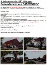 1.Jahrestag der 555 Jährigen Ersterwähnung von RADENSDORF