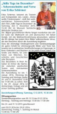 Weihnachtsausstellung „Stille Tage im Dezember“
