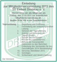 Mitgliederversammlung 2015 des SV Einheit Drebkau e. V.