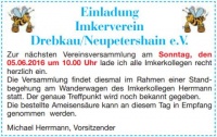 Vereinsversammlung Imkerverein Drebkau/Neupetershain