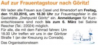 Frauentagstour nach Göritz – Treff Göritzer Str. 1 (Anmeldung!)