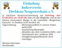 Vereinsversammlung Imkerverein Drebkau/Neupetershain