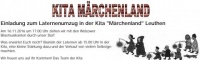 Einladung zum Laternenumzug in der Kita 'Märchenland' Leuthen