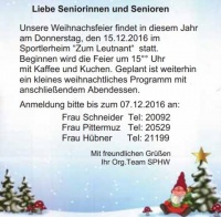 Senioren- Weihnachtsfeier in Leuthen