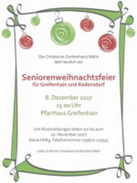 Seniorenweihnachtsfeier für Greifenhain und Radensdorf