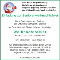 Steinitzhof: Seniorenweihnachtsfeier, Saal – Haus B -, OB Domsdorf-Steinitz