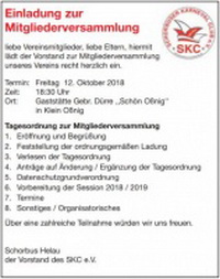 Mitgliederversammlung des SKC