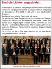 Weihnachtskonzert der Drebkauer Sängergemeinschaft und Gastchöre