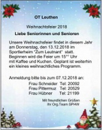 Weihnachtsfeier Senioren OT Leuthen