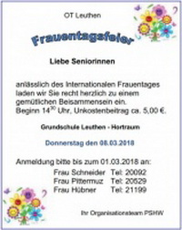 Frauentagsfeier Seniorinnen Leuthen