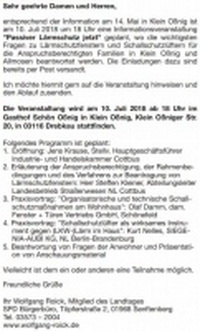 Informationsveranstaltung 'Passiver Lärmschutz jetzt'