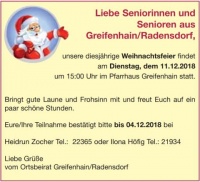 Seniorenweihnachtsfeier Greifenhain/Radensdorf