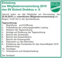 Mitgliederversammlung SV „Einheit“ Drebkau e.V.