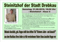 Melanie Anschütz, geb. Hoppe stellt den dritten Teil 'Schwere Jahre - und danach?' aus dem Nachlass Ihres leider viel zu früh verstorbenen Vaters Hans-Joachim Hoppe vor.