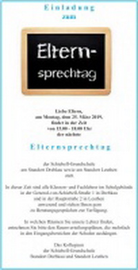Elternsprechtag Schiebell-Grundschule, Standort Drebkau sowie am Standort Leuthen, Schiebell-Grundschule