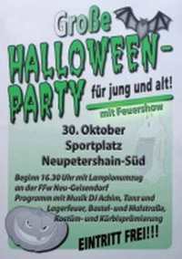 Halloweenparty mit einem Lampionumzug an der FFW Neu-Geisendorf