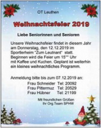 Seniorenweihnachtsfeier OT Leuthen