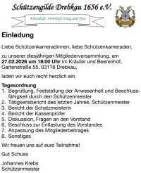 Einladung zur Mitgliederversammlung