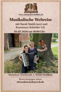 Musikalische Weltreise mit Sarah Smith (acc) und Konstanze Schröder (vl)