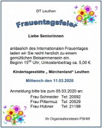Frauentagsfeier für Leuthener Senioren