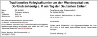 Traditionelles Volleyballturnier um den Wanderpokal des Dorfclub Jehserig e. V.