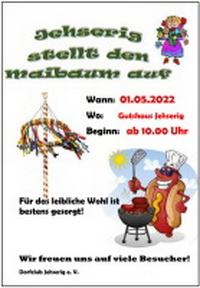 Jehserig stellt den Maibaum auf