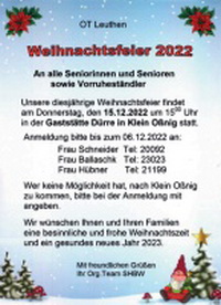 Weihnachtsfeier Leuthen