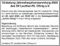 Einladung Jahreshauptversammlung 2023 des SV Leuthen/Kl. Oßnig e.V.