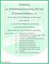 Mitgliederversammlung 2023 des SV Einheit Drebkau e.V.