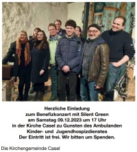 Herzliche Einladung zum Benefizkonzert mit Silent Green