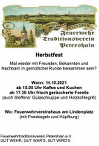 Feuerwehr Traditionsverein Petershain - Herbstfest