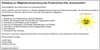 Einladung zur Mitgliederversammlung des Fördervereins Kita „Sonnenschein“