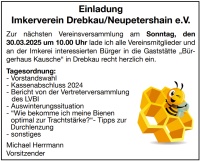 Einladung Imkerverein Drebkau/Neupetershain e.V.