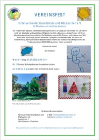 Vereinsfest - Förderverein der Grundschule und Kita Leuthen e.V.