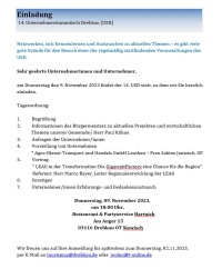 Einladung zum 14. Unternehmerstammtisch Drebkau (USD)