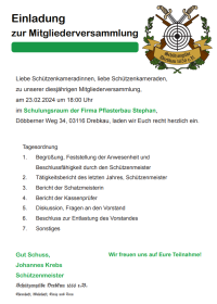 Einladung zur Mitgliederversammlung