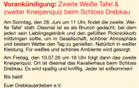 Vorankündigung: Zweite Weiße Tafel & zweiter Kneipenquiz beim Schloss Drebkau