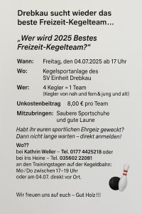 Drebkau sucht wieder das beste Freizeit-Kegelteam...