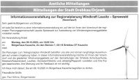 Informationsveranstaltung zur Regionalplanung Windkraft Lausitz