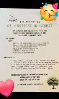 47. Dorffest unter dem Motto '675 Jahre Laubst'                               