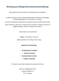 Einladung zur Bürgerinformationsveranstaltung