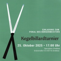 EINLADUNG ZUM POKAL DES BURGERMEISTERS - Kegelbillardturnier