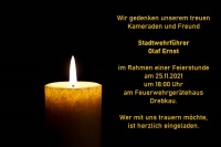Absage der Gedenkfeier für den Kameraden Olaf Ernst
