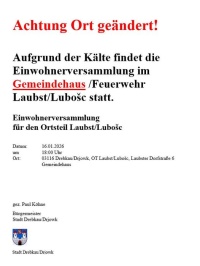 Einwohnerversammlung für den Ortsteil Laubst/Lubošc