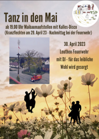 Maibaum aufstellen und Tanz in den Mai